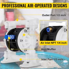 VEVOR Bomba de Agua Bomba de Diafragma Doble Diafragma Neumática QBY4-15 Bomba de Diafragma de Aire 12,7mm Bomba de Diafragma de Alta Calidad