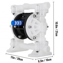 VEVOR Bomba de Agua Bomba de Diafragma Doble Diafragma Neumática QBY4-15 Bomba de Diafragma de Aire 12,7mm Bomba de Diafragma de Alta Calidad