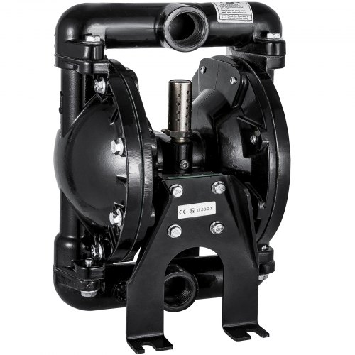 VEVOR Bomba de diafragma dual accionada por aire, entrada y salida de 1", aluminio, 35 GPM, máx. 120 PSI, diafragma de nitrilo, QBY4-25L-1"-35