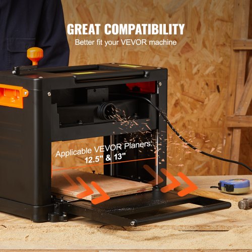 VEVOR Cuchillas para Cepilladora Eléctrica 3 Pcs Acero de Alta Velocidad Borde Único Cuchillas de Cepilladora para Carpintería Ángulo de Bisel 45° Cuchillos HSS para Planes para Cepilladora HRC55-60