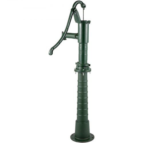 VEVOR Bomba de Mano de Hierro Fundido con Soporte 131 cm Bomba de Agua Manual Antigua, Profundidad Máxima de Bomba de 6 m, Bomba Manual Decorativa para Jardín al Aire Libre con Mango Ergonómico, Verde