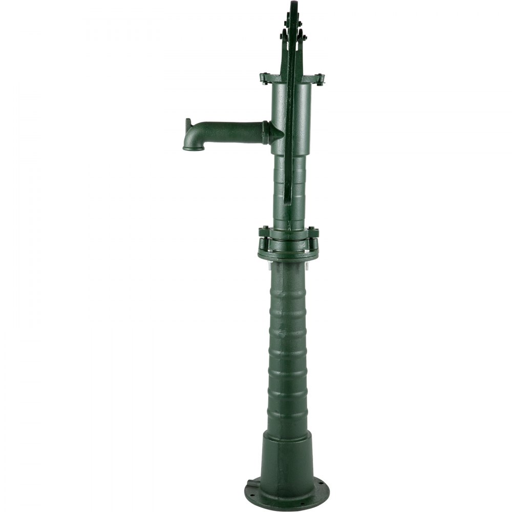 VEVOR Bomba de Mano de Hierro Fundido con Soporte 131 cm Bomba de Agua Manual Antigua, Profundidad Máxima de Bomba de 6 m, Bomba Manual Decorativa para Jardín al Aire Libre con Mango Ergonómico, Verde