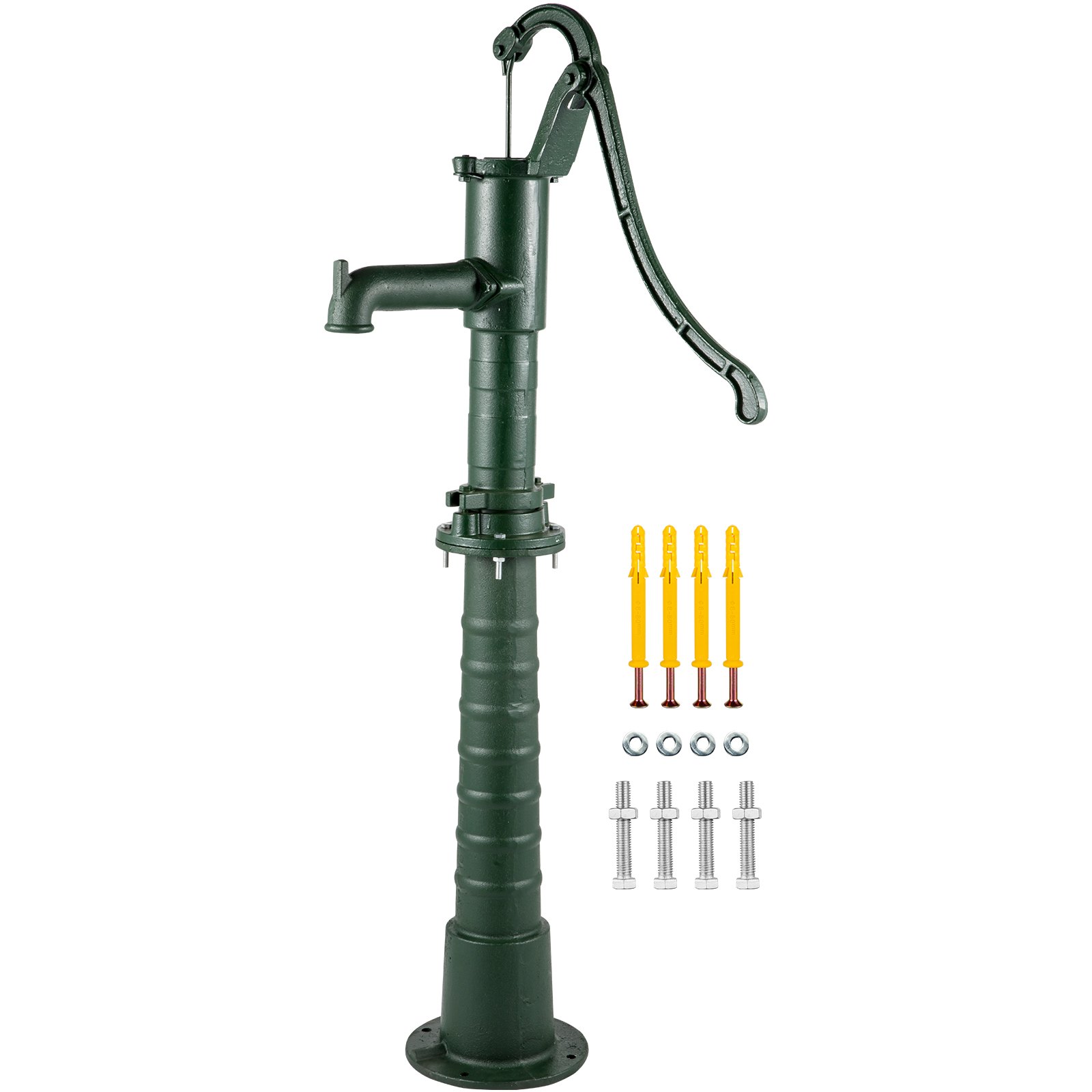 VEVOR Bomba de Mano de Hierro Fundido con Soporte 131 cm Bomba de Agua Manual Antigua, Profundidad Máxima de Bomba de 6 m, Bomba Manual Decorativa para Jardín al Aire Libre con Mango Ergonómico, Verde