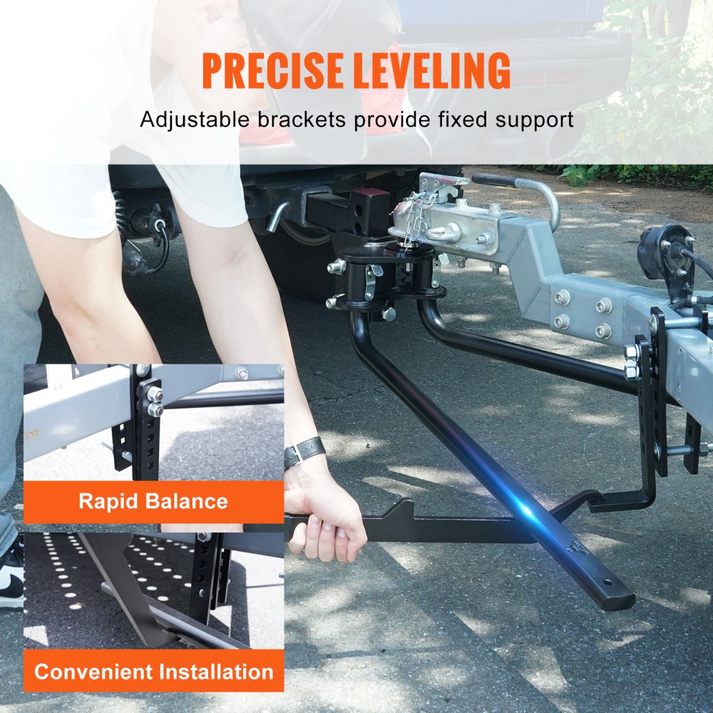 VEVOR Kit de Enganche de Distribución de Peso de 453 kg Vástago de Acero de 50 mm, Bola de Acero de Aleación de 58,7 mm, Enganche de Nivelación de Carga con Recubrimiento en Polvo, Negro