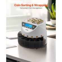 Clasificador de monedas VEVOR EURO con gran pantalla LCD Admite hasta 1500 monedas 5 tubos de monedas