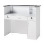 VEVOR Mostrador de Recepción 127,5x52x110 cm, Mesa de Recepción Material de Tablero de Partículas con Luz LED y Cajones, Mostrador de Recepcionista para Caja, Vestíbulo, Salón de Belleza, Oficina