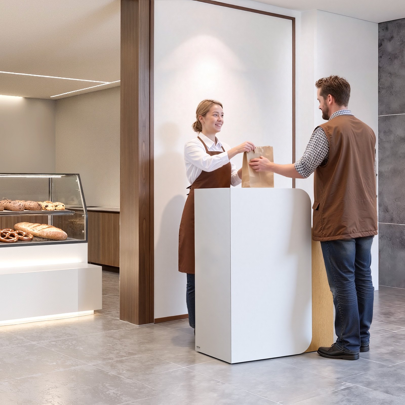 VEVOR Mostrador de Recepción 80 x 45 x 100 cm, Mesa de Recepción Material de Tablero de Partículas con Luz LED y 2 Cajones, Mostrador de Recepcionista para Caja, Vestíbulo, Salón de Belleza, Oficina