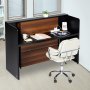 VEVOR Reception Desk, Rectangular Counter, Sales Counter, Cashier Counter with LED Light, Reception Table for Cashier, Lobby, Beauty Salon, Office, Black & Brown