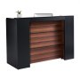 VEVOR Reception Desk, Rectangular Counter, Sales Counter, Cashier Counter with LED Light, Reception Table for Cashier, Lobby, Beauty Salon, Office, Black & Brown