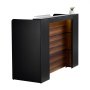 VEVOR Reception Desk, Rectangular Counter, Sales Counter, Cashier Counter with LED Light, Reception Table for Cashier, Lobby, Beauty Salon, Office, Black & Brown