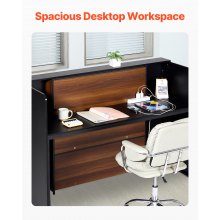 VEVOR Mostrador de Recepción Rectangular 160x60x111 cm Negro Marrón con Luz LED
