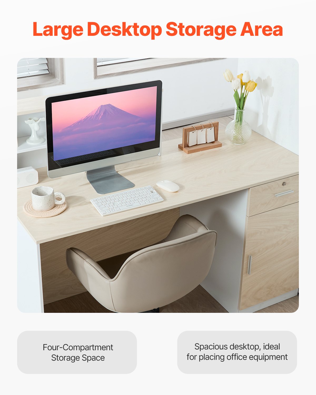 VEVOR Mostrador de Recepción 140x60x110 cm Mesa de Mostrador Frontal Rectangular Material Principal de MDF Mostrador de Venta Minorista para Caja, Vestíbulo, Salón de Belleza, Oficina, de Madera