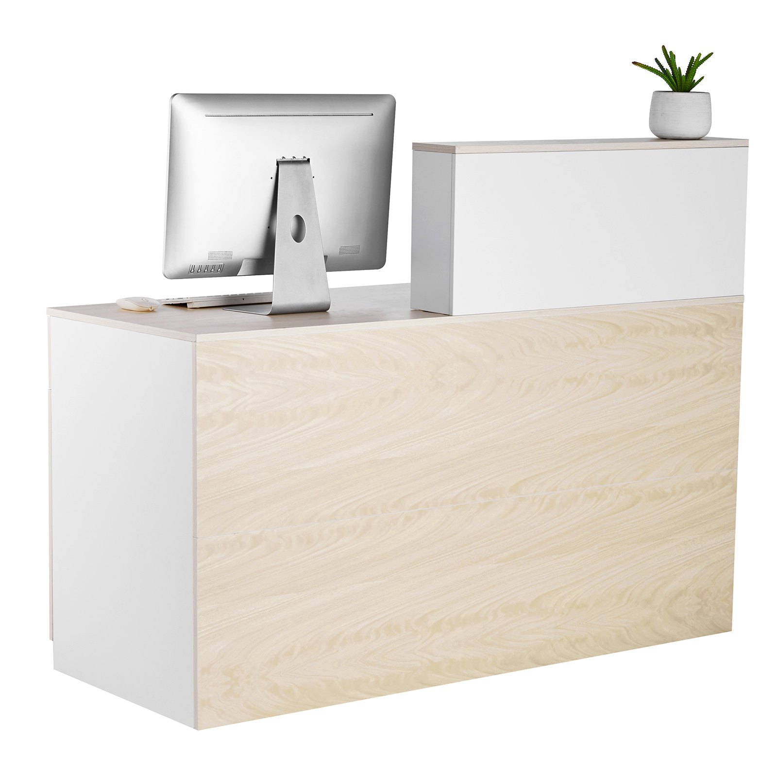 VEVOR Mostrador de Recepción 140x60x110 cm Mesa de Mostrador Frontal Rectangular Material Principal de MDF Mostrador de Venta Minorista para Caja, Vestíbulo, Salón de Belleza, Oficina, de Madera