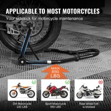 VEVOR Soporte de Moto para Carga de Rueda Trasera 0,39T Soporte de Taller con Brazo Ajustable Soporte de Rueda de Acero Elevador de Moto Compatible con Diámetro de Rueda 350mm Reparación Mantenimiento
