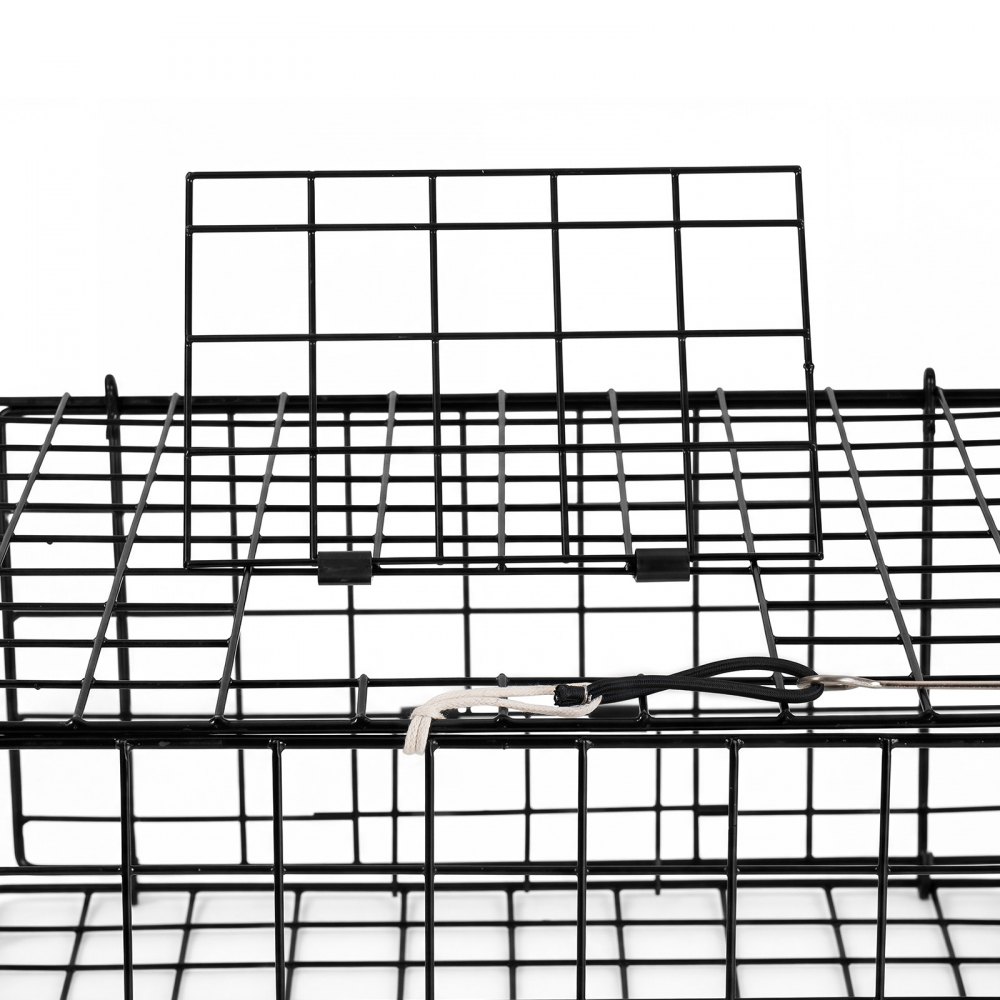 VEVOR Trampa para Cangrejos Cuadrada 2 Piezas, 62 x 62 x 30 cm, Trampa de Red de Pesca Malla de Alambre Recubierta de PVC, con Medidor, Flotador, Cuerda con Núcleo de Plomo de 30 m y Guantes
