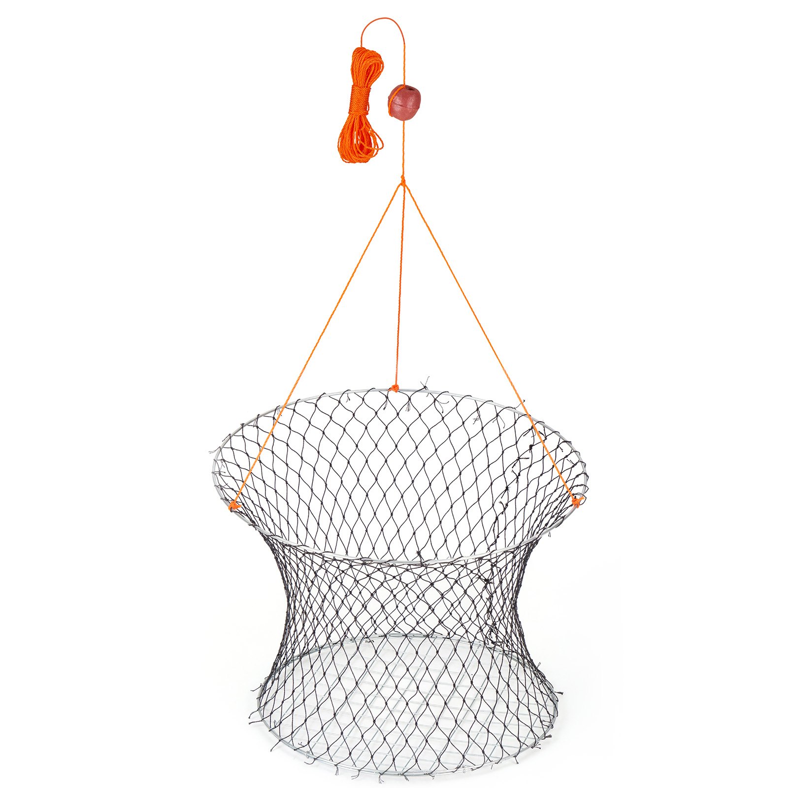 VEVOR Trampa para Cangrejos 2 Piezas de Doble Anillo, 60 cm Superior, 50 cm Inferior, Trampa de Red de Pesca Nailon Recubierto de PVC, Cuerda de 18 m, Pesca de Cangrejos en Muelles y Embarcaderos