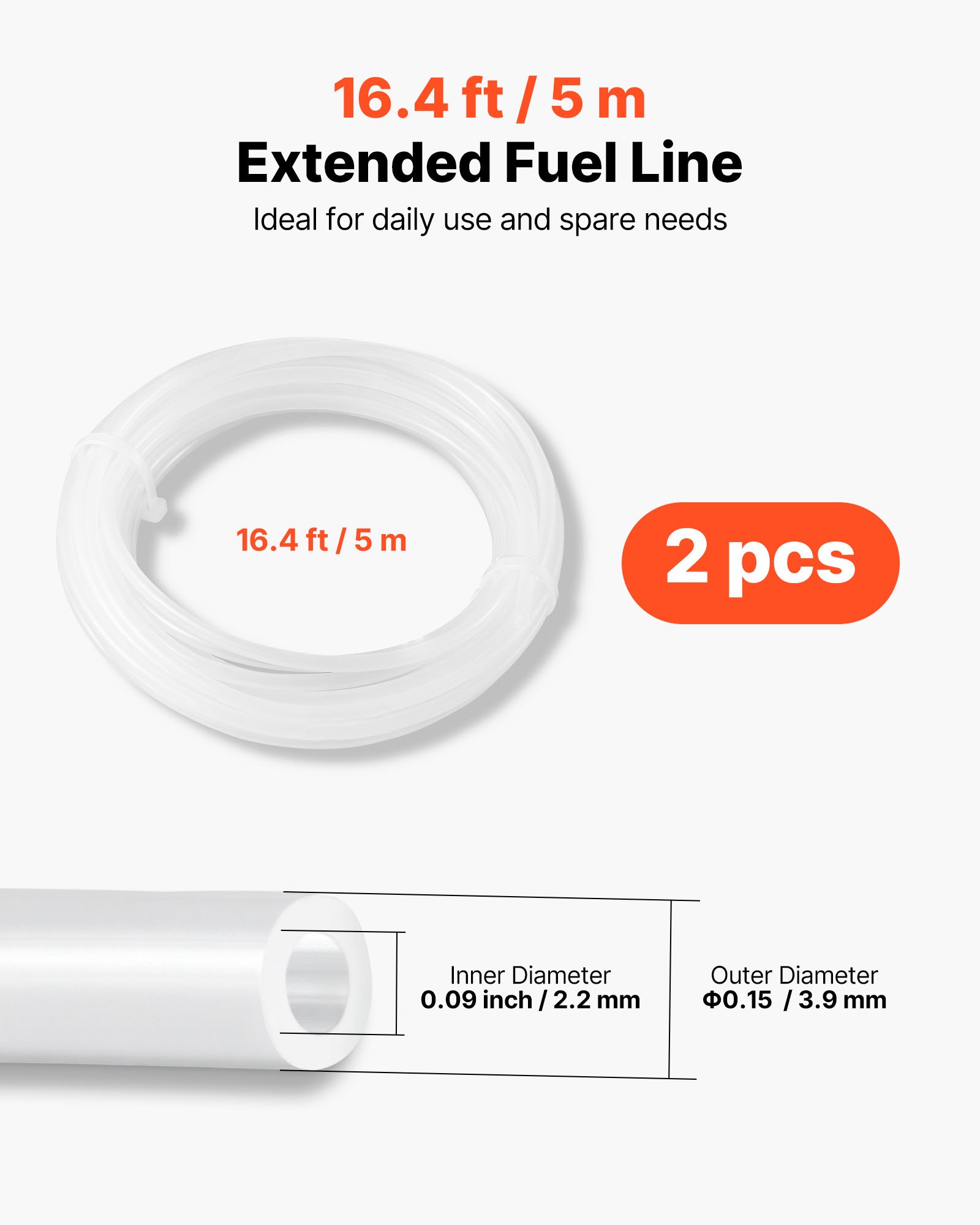 VEVOR Kit de Manguera de Combustible de 5 m, Todo en Uno, para Calentador Diésel de Estacionamiento de 2/5/8 kW, con Dos Mangueras, Dos Filtros, 24 Abrazaderas y Seis Mangueras Flexibles, PU