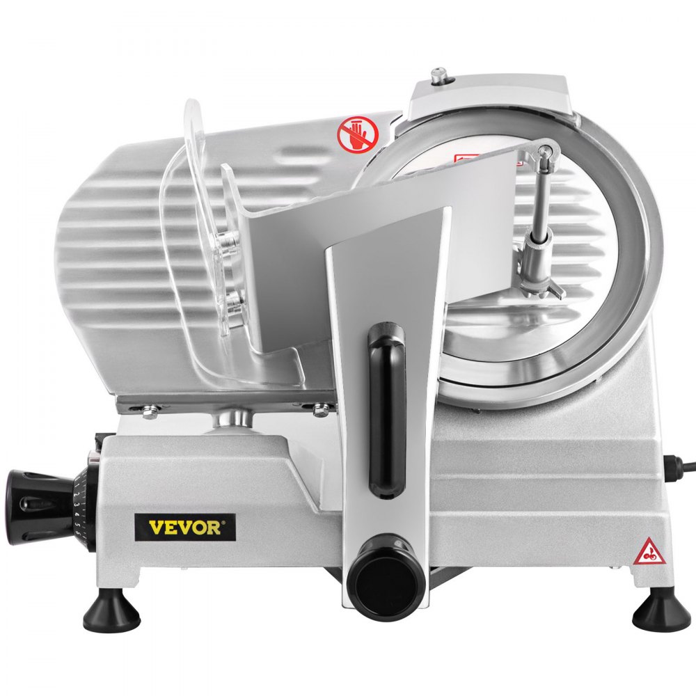 VEVOR Cortadora de Fiambre 240 W 2 Cuchillas de Acero Cromado Cortafiambres Eléctrico Espesor Ajustable 0-12 mm Cortadora de Carne 1200 RPM para Carne, Alimentos Cocidos, Queso, Rosbif, Verduras, Pan
