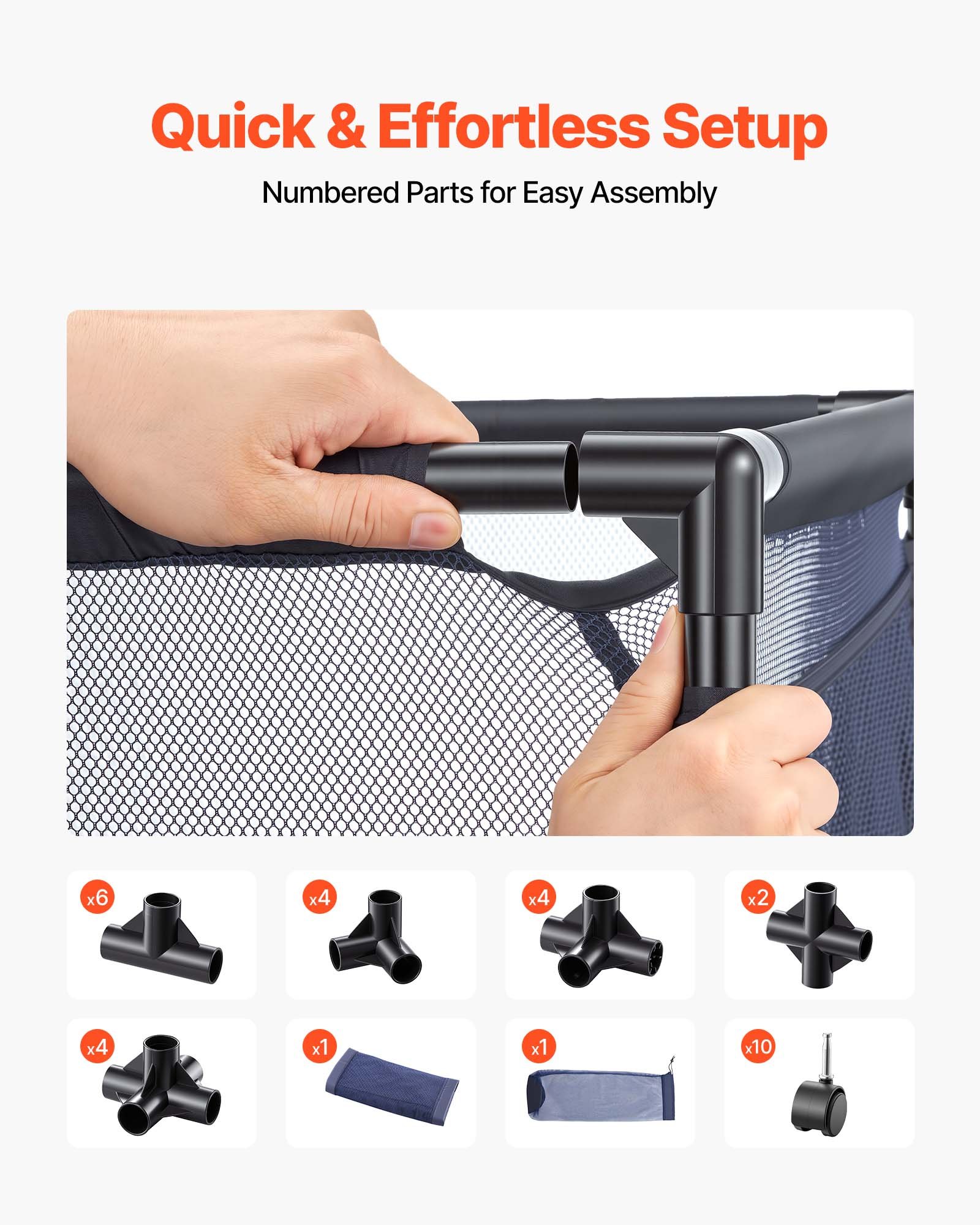 VEVOR Contenedor de Almacenamiento para Piscina, 125 x 84 x 84 cm, Cesta de Almacenamiento, con Ruedas con Freno Bolsillos Laterales, Organizador de Malla para Accesorios de Natación Juguetes Pelotas