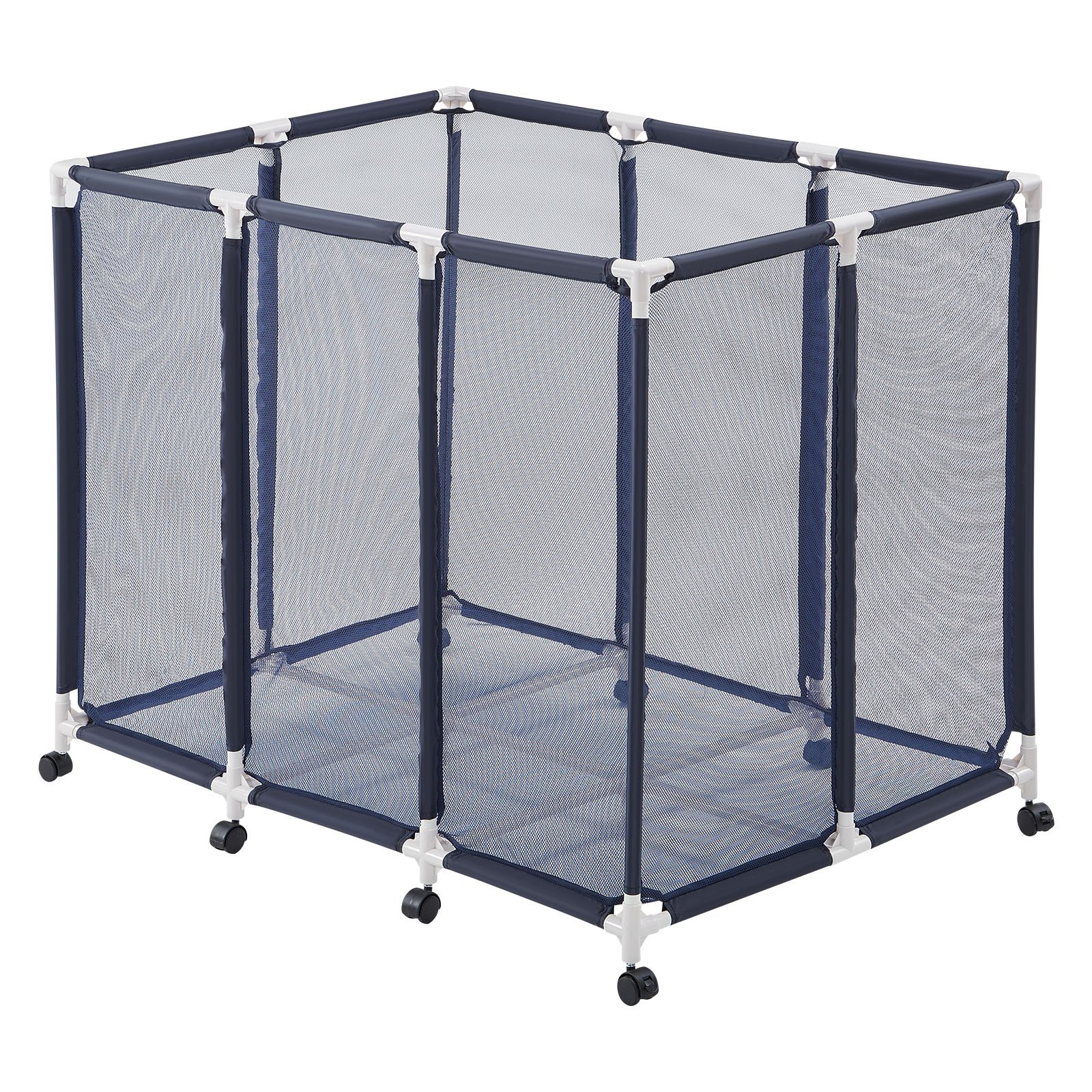 VEVOR Contenedor de Almacenamiento para Piscina, 122 x 84 x 99 cm, Organizador de Cesta de Malla, Marco Plástico, con Ruedas con Freno, Gran Capacidad para Equipos de Natación Juguetes Flotadores