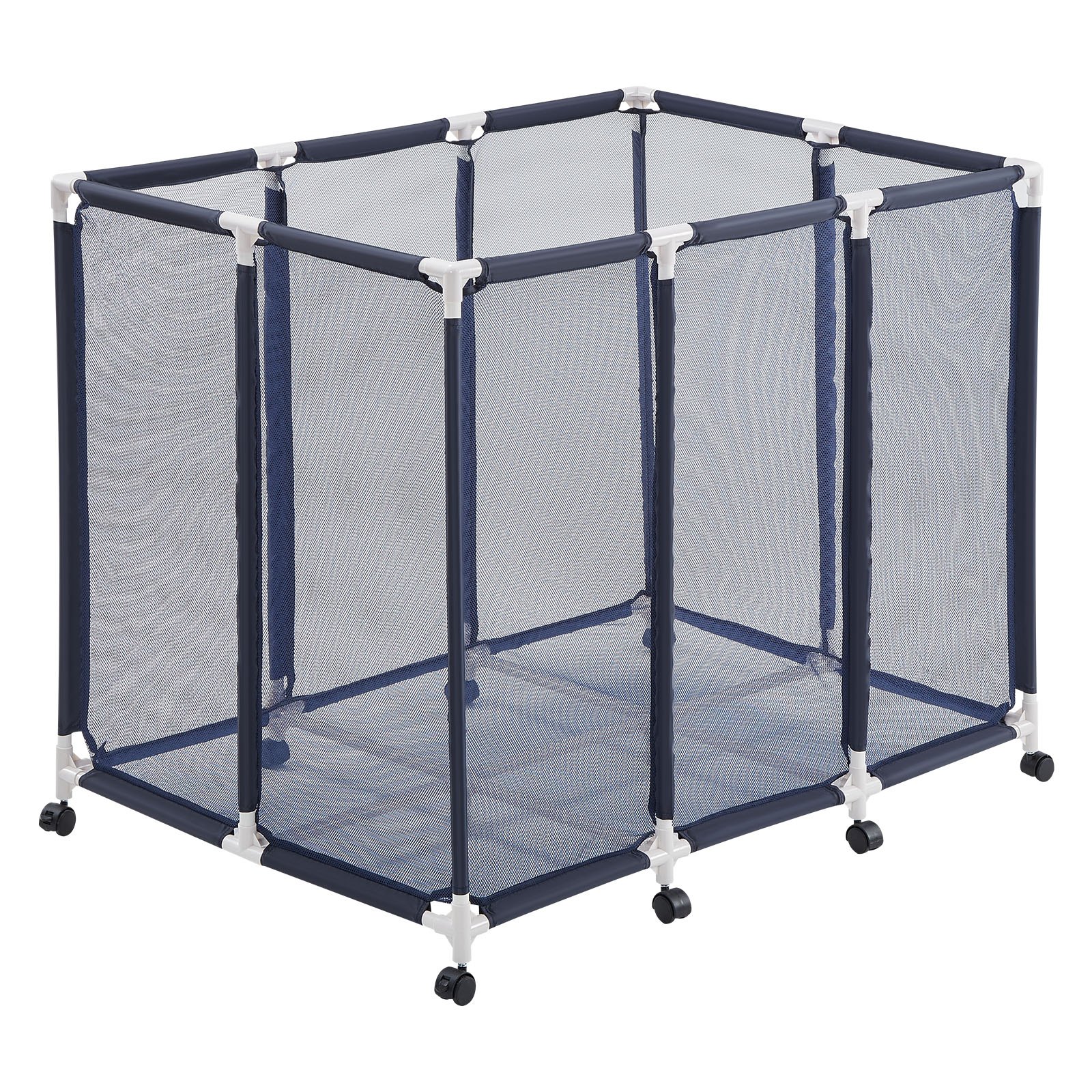 VEVOR Contenedor de Almacenamiento para Piscina, 122 x 84 x 99 cm, Organizador de Cesta de Malla, Marco Plástico, con Ruedas con Freno, Gran Capacidad para Equipos de Natación Juguetes Flotadores