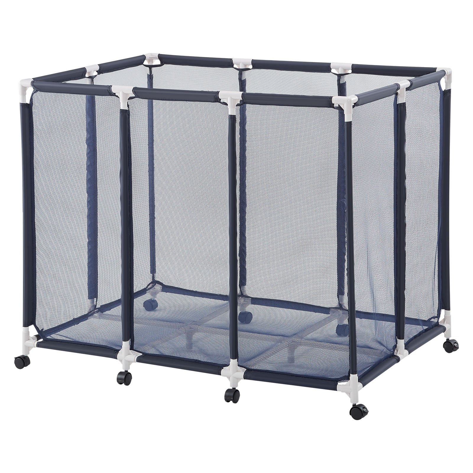 VEVOR Contenedor de Almacenamiento para Piscina, 122 x 84 x 99 cm, Organizador de Cesta de Malla, Marco Plástico, con Ruedas con Freno, Gran Capacidad para Equipos de Natación Juguetes Flotadores