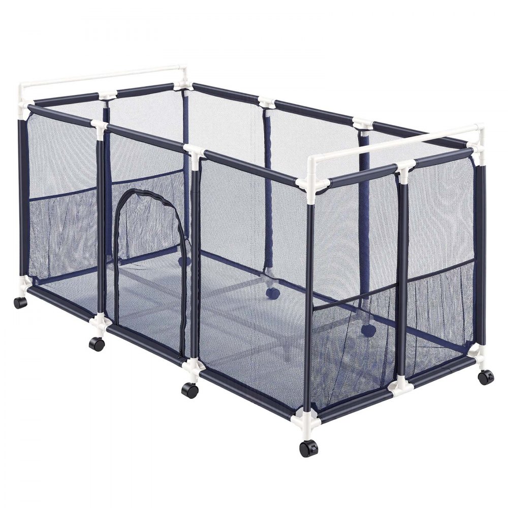 VEVOR Contenedor de Almacenamiento para Piscina, 159 x 81,5 x 91,5 cm, Cesta de Malla, Marco Plástico, con Bolsillos Laterales Ruedas, Organizador de Gran Capacidad para Equipos de Natación Flotadores