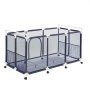 VEVOR Contenedor de Almacenamiento para Piscina, 159 x 81,5 x 91,5 cm, Cesta de Malla, Marco Plástico, con Bolsillos Laterales Ruedas, Organizador de Gran Capacidad para Equipos de Natación Flotadores