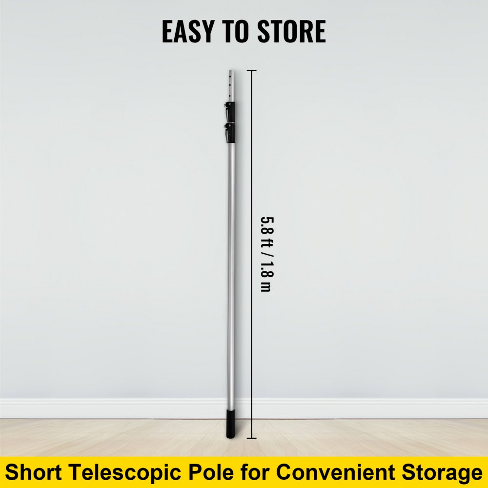 Vevor Mango Telescópico De Aluminio 4,6 M Poste Para Rodillo De Pintura Limpieza