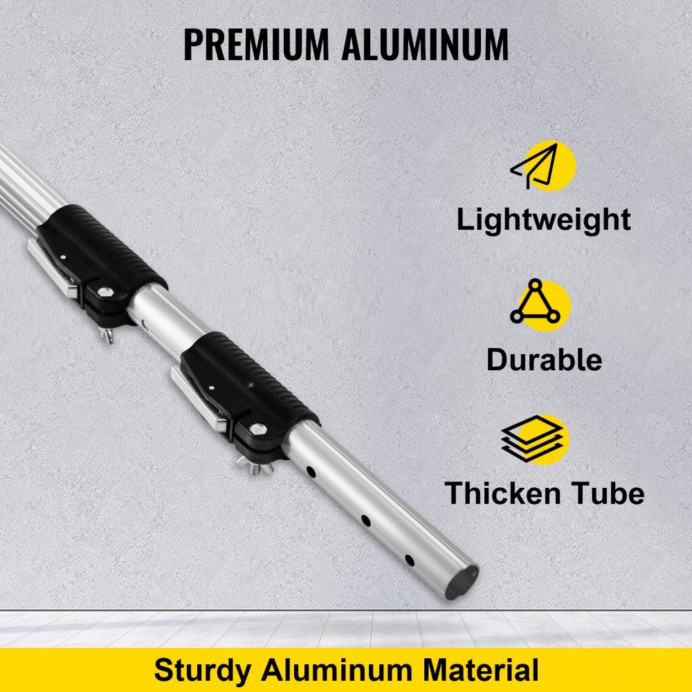 VEVOR Mango Telescópico 6 m Palo Extensible de Aluminio Retráctil 2 m Poste Telescópico con Mango Antideslizante 3 kg Palo Extensible Plata de Limpieza para Rodillo de Pintura Cepillo Plumero Gancho