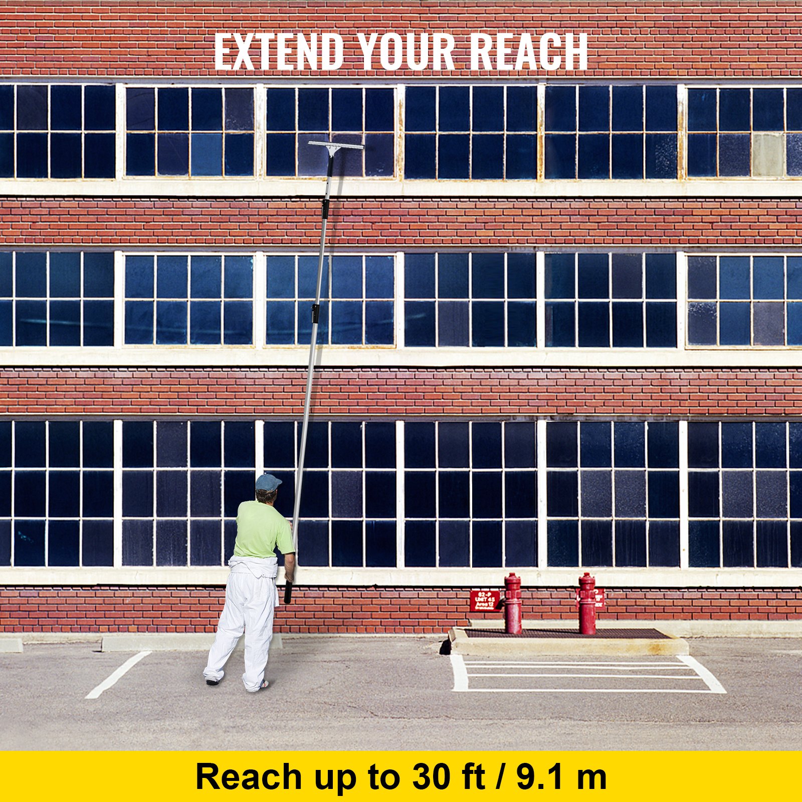 Vevor Mango Telescópico De Aluminio 9,1 M Poste Para Rodillo De Pintura Limpieza