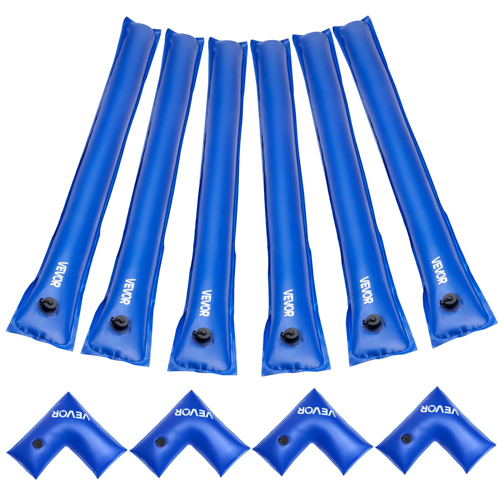 VEVOR Juego de Bolsas de Agua para Cubiertas de Piscina, 6 Piezas de 2,4 m Única Cámara y 4 Tubos de Esquina, Bolsas de Pesas de PVC con Válvula Antifugas para Cubierta de Piscina Enterrada, Azul