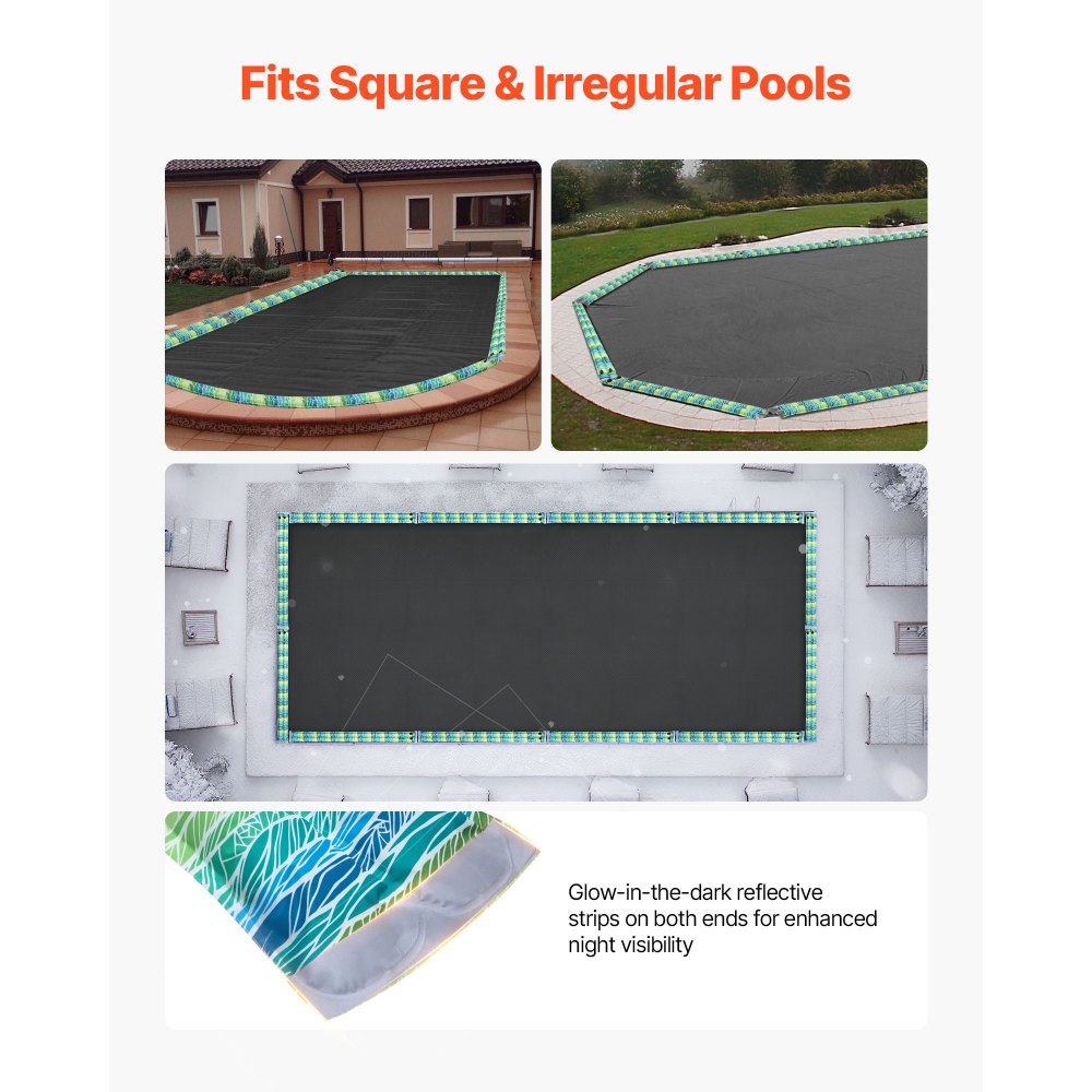 VEVOR Pool Cover Water Bags, 5 Packs 2400mm, Double Chamber Pool Cover Water Tubes with Reflective Strips, 0.3mm Thick PVC Bags Weights with Leakproof Screw Cap, for Winter Swimming-Pool Covers