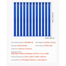 VEVOR 12 PCS Bolsas de Agua para Cubiertas de Piscina Doble Cámara 300 x 30 cm