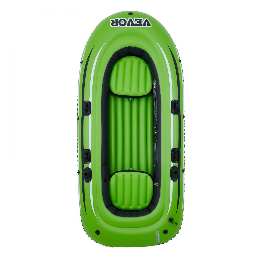 VEVOR Barco inflable, barco de pesca inflable para 3 personas, kayak de PVC resistente, con remos de aluminio de 46 pulgadas, bomba de alta eficiencia, carga de 700 libras para adultos y niños