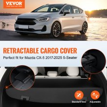 VEVOR Funda de Carga Retráctil Impermeable Mejorada, Protección de Seguridad para Mazda CX-5 2017-2025 5 Plazas, Resistente a los Rayos UV con Aleación de Aluminio, PVC, Textura de Cuero