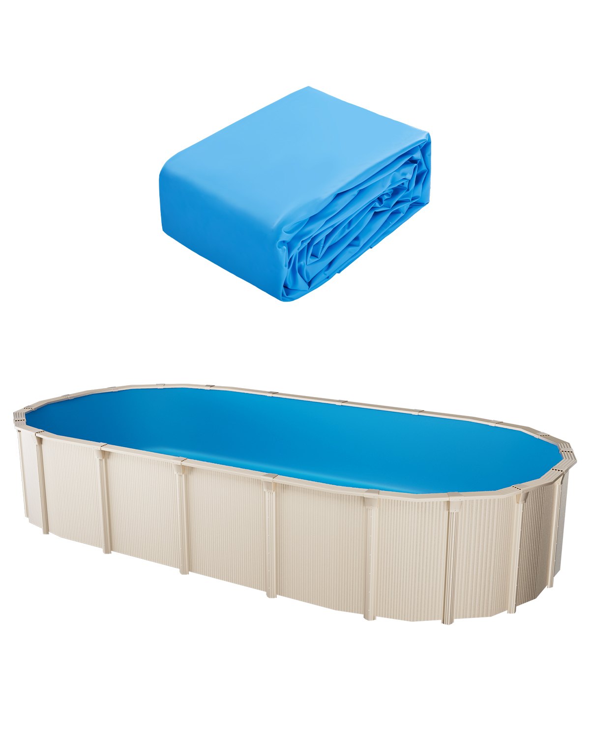 VEVOR Revestimiento para Piscina Ovalada 500x300 cm Calibre Estándar Revestimiento de Vinilo para Piscina de Altura de Pared de 120 cm Revestimiento de Repuesto para Piscinas Elevadas, Color Sólido