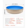 VEVOR Revestimiento para Piscina Redonda PVC, Liner para Piscinas Elevadas Redondas de Diámetro 350,5 cm, Grosor 0,8 mm, Altura de Pared 120 cm, Resistente al Desgarro, Sol y Frío para Jardín Exterior