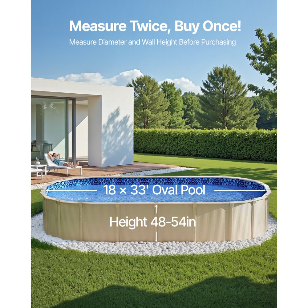 VEVOR Revestimiento para Piscina 1006x549 cm Ovalado Altura de Pared de 137 cm