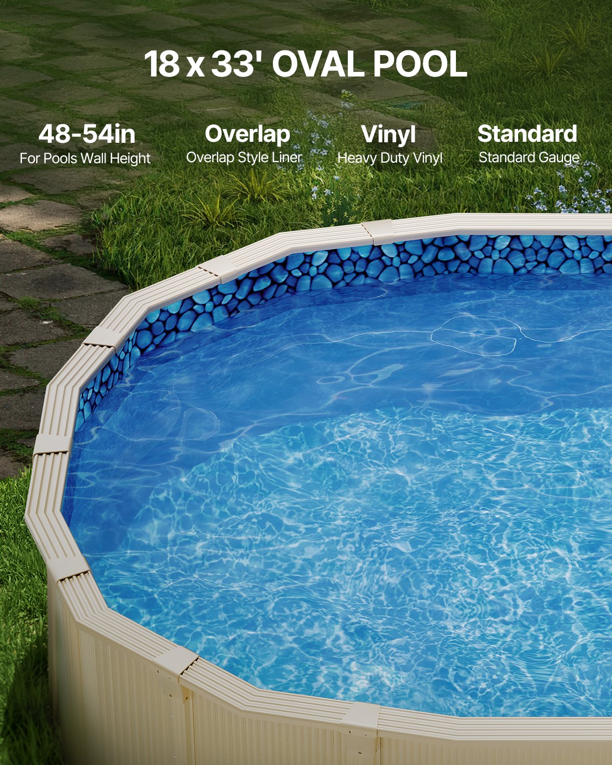 VEVOR Revestimiento para Piscina 1006x549 cm Ovalado Altura de Pared de 137 cm