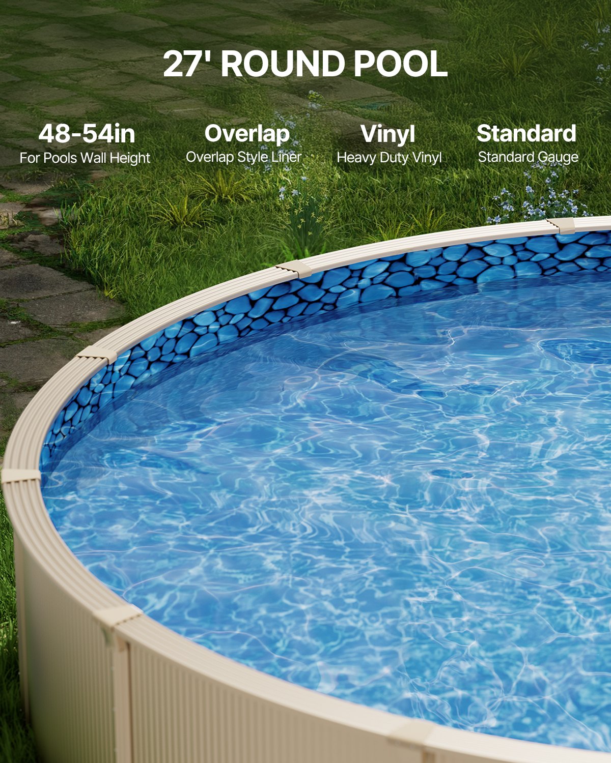 VEVOR Revestimiento para Piscina 823 cm Redonda Altura de Pared de 137,16 cm