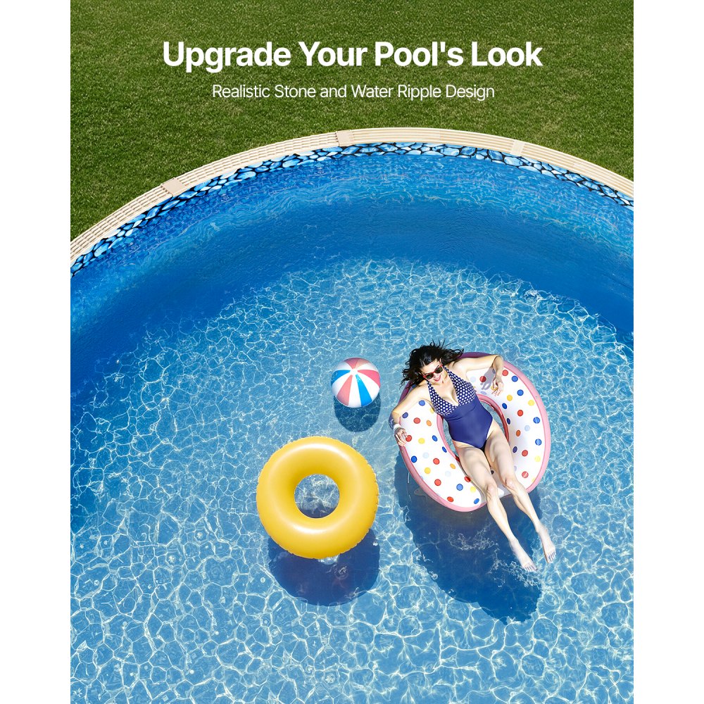 VEVOR Revestimiento para Piscina Elevada 1006 cm Forma Redonda Cubierta para Piscinas de Vinilo Altura de Pared 132,1 cm Resistente al Desgarro con Lados de Acero Fácil instalación para Patio Jardín