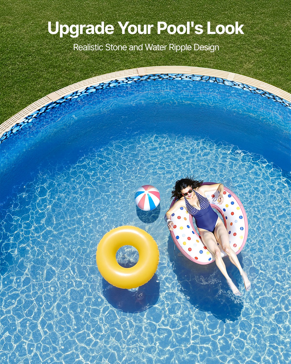 VEVOR Revestimiento para Piscina Elevada 1006 cm Forma Redonda Cubierta para Piscinas de Vinilo Altura de Pared 132,1 cm Resistente al Desgarro con Lados de Acero Fácil instalación para Patio Jardín