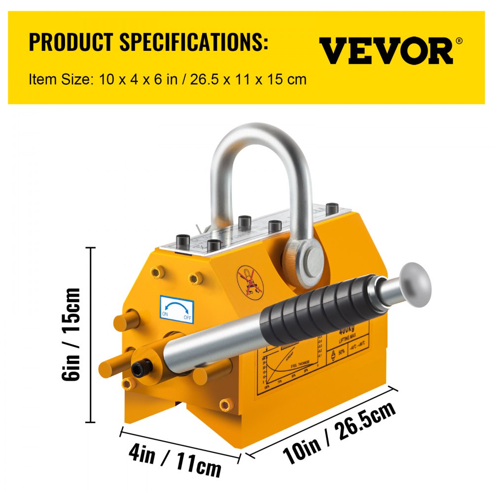 Vevor Imán De Elevación Magnético Permanente 600 Kg Elevador Magnético Pml-600