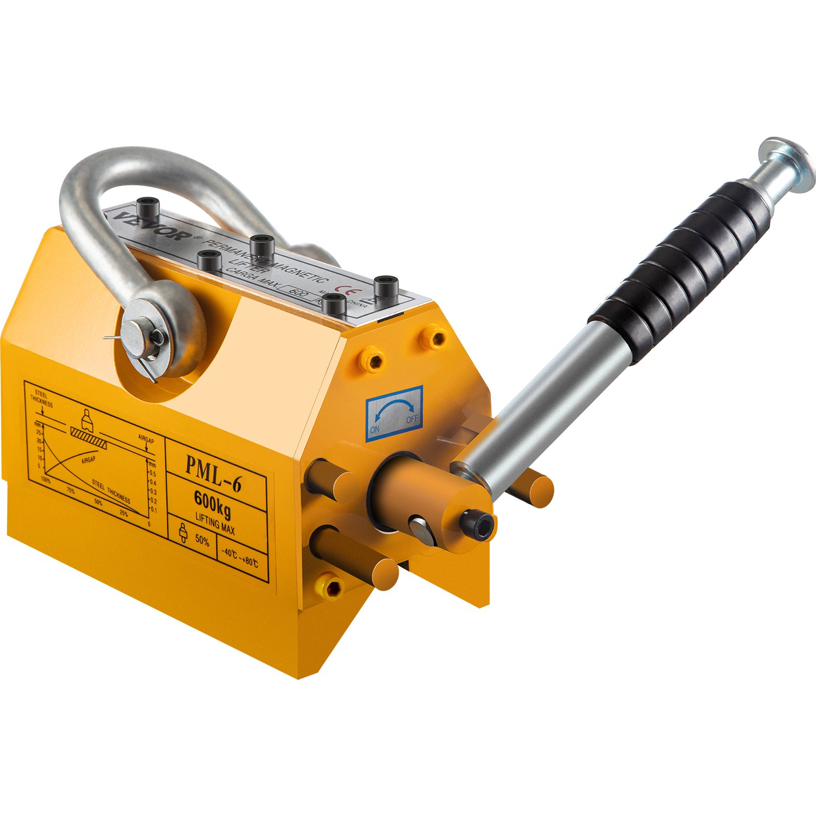 Vevor Imán De Elevación Magnético Permanente 600 Kg Elevador Magnético Pml-600