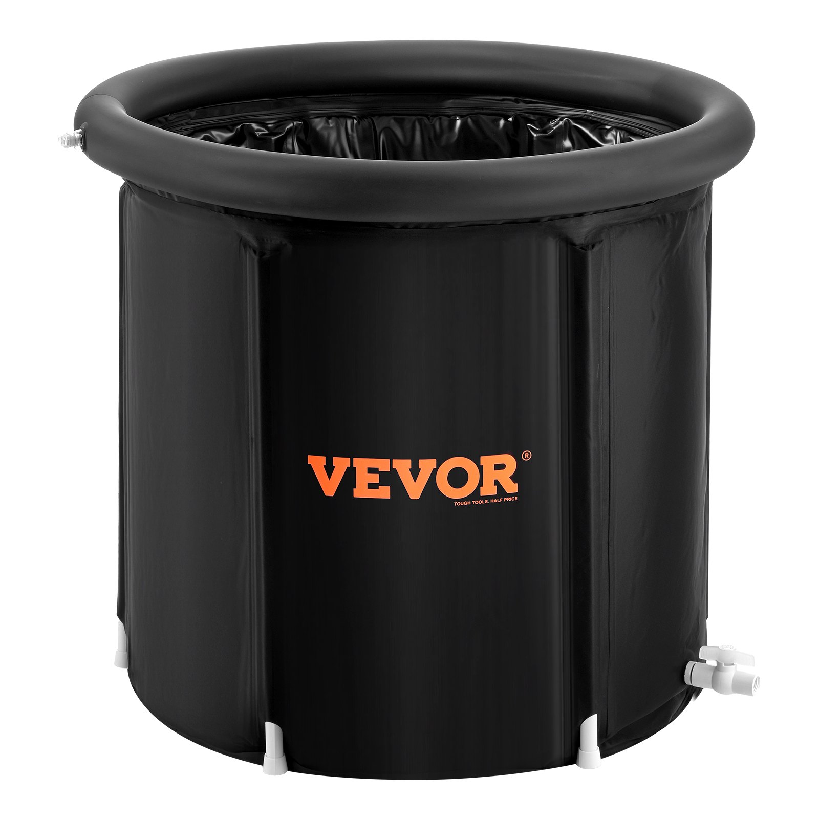 VEVOR Bañera de Hielo de 850 x 750 mm para Terapia de Agua Fría para Deportistas, Piscina de Inmersión Portátil para Exteriores con Barril de Hielo para Recuperación, 398 L con Cubierta, Negro