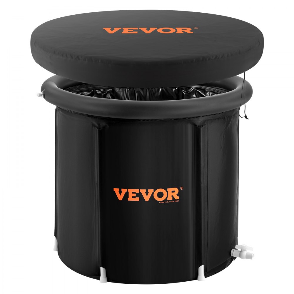 VEVOR - Bañera de hielo de 90 cm de largo para terapia de agua fría para deportistas, piscina de inmersión portátil para exteriores con barril de hielo para recuperación, bañera plegable inflable de 370 l con cubierta, cápsula de hielo para el hogar para adultos
