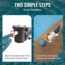 VEVOR Manguera de piscina resistente, 1-1/2" x 30 pies, manguera de vacío para piscina, compatible con piscina sobre el suelo, piscina en el suelo, bomba de filtro de arena, bomba de piscina
