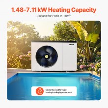 VEVOR Bomba de Calor Eléctrica para Piscina 1,48-7,11 kW 905 x 360 x 620 mm