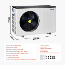 VEVOR Bomba de Calor Eléctrica para Piscina 3,22-15,25 kW 1000 x 391 x 654 mm